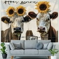 thumbnail image 4 of Orinice Cows Sunflowers Fence Tapestry Wall Hanging Unique Style Graphic Tapestries Home Decor for Living Room Bedroom Farmhouse Dorm 40x60inch, 4 of 6