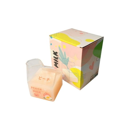 

GOODLY Glass Milk Carton Clear Square Mini Cup Creamer Pitcher Coffee Box for Milk Coffee Water Juice Beverages Heat Resistant