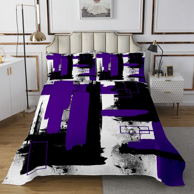 Erosebridal Ensemble de Couvre-Lit Éclaboussures d'Encre Simple, Ensemble de Literie Géométrique Moderne, Ensemble de Couvre-Lit Art Abstrait Moderne Taille Simple, Décoration de Chambre Ultra Douce, 2 Pcs