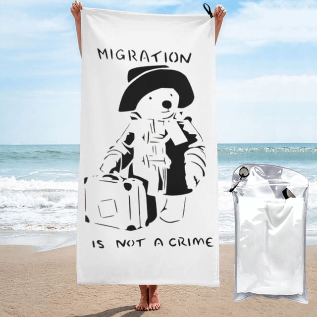 La migración no es un crimen Toalla de playa Toallas de baño de microfibra Manta de playa suave para desfiles Natación Yoga Mujeres Hombres