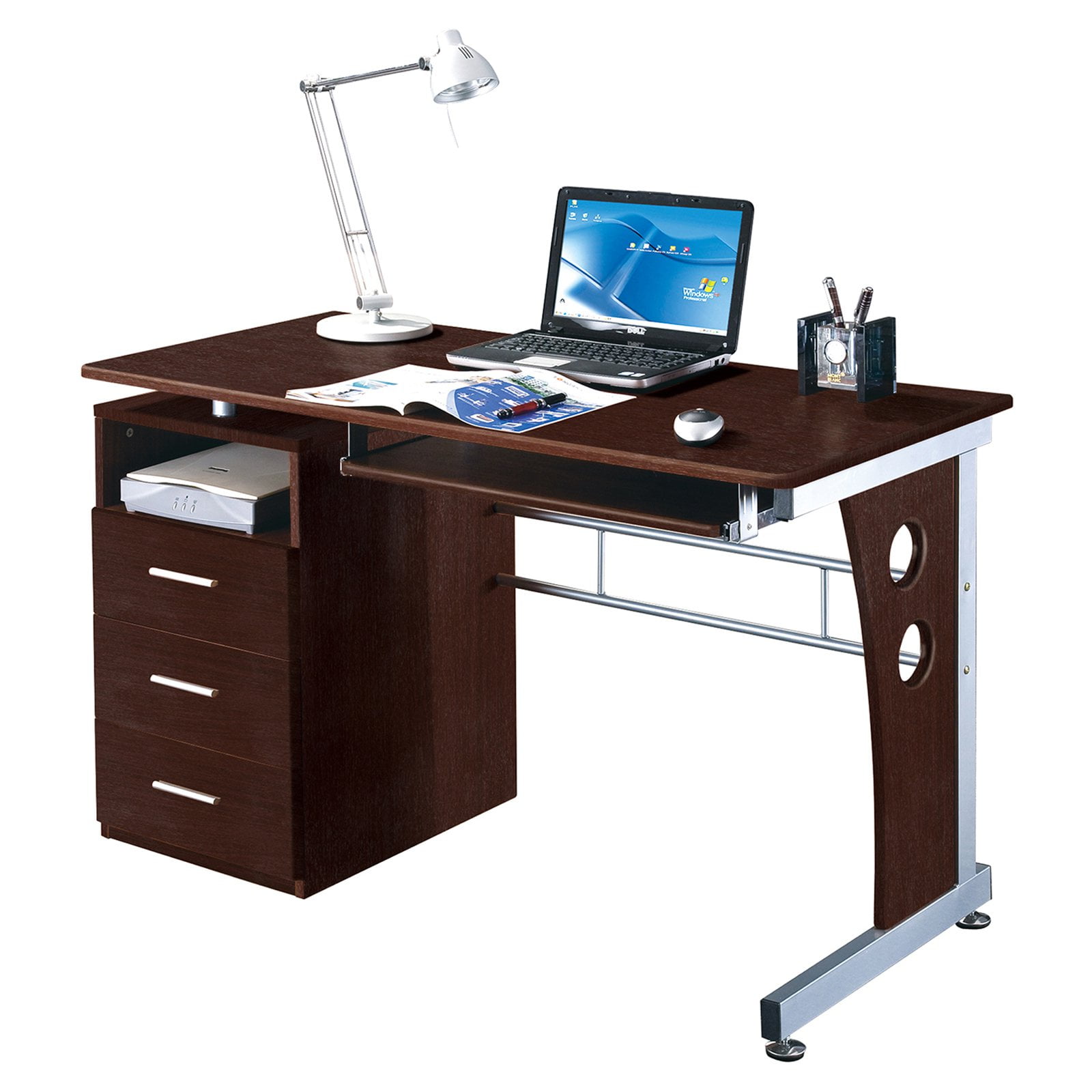 Techni Mobili Computer Desk With Ample Storage Chocolate Com