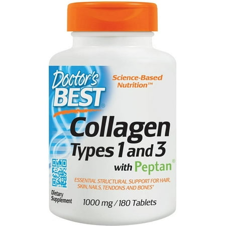 Doctor's Best Collagen Types 1 and 3 Dietary Supplement with Peptan Tablets, 180