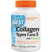 Doctor's Best Collagen Types 1 and 3 Dietary Supplement with Peptan Tablets, 180 CT