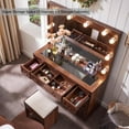 thumbnail image 3 of T4TREAM Farmhouse Makeup Vanity Table Set with Light Mirror, 3 Drawers Makeup Vanity with Storage and Adjustable Lighting Colors for Bedroom，Brown, 3 of 9