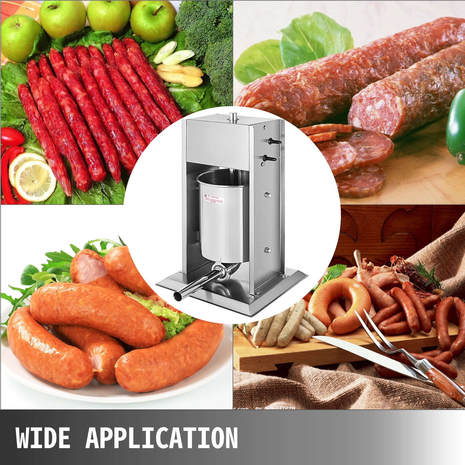 VEVOR 15L/45.2lbs Sausage Stuffer 2 Speed CE&SGS Standards Stainless Steel Vertical Sausage Maker