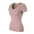 thumbnail image 3 of Made by Olivia Women's Basic Solid Short Sleeve V Neck Jersey Top, 3 of 6