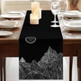 thumbnail image 3 of Table Runners 72 Inches Long Dress Scarves, Mountain Line Farmhouse Kitchen Table Runner, Coffee Tablerunners, Minimalist Abstract Landscape Art Sun Black 16x72 Inch, 3 of 9