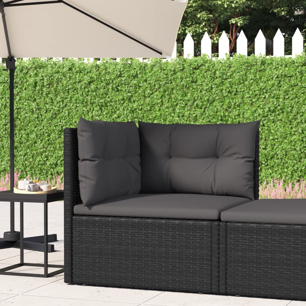 Htovila Patio Corner Sofa with Cushions Black Poly Rattan - Walmart.com