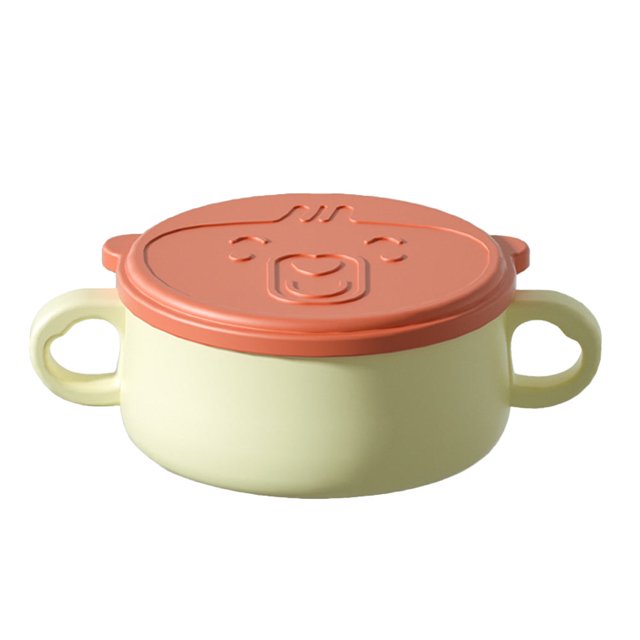 OUNONA 1Pack Toddler Bowls Stainless Steel Baby Eating Bowl Non-slip Bottom Orange Color