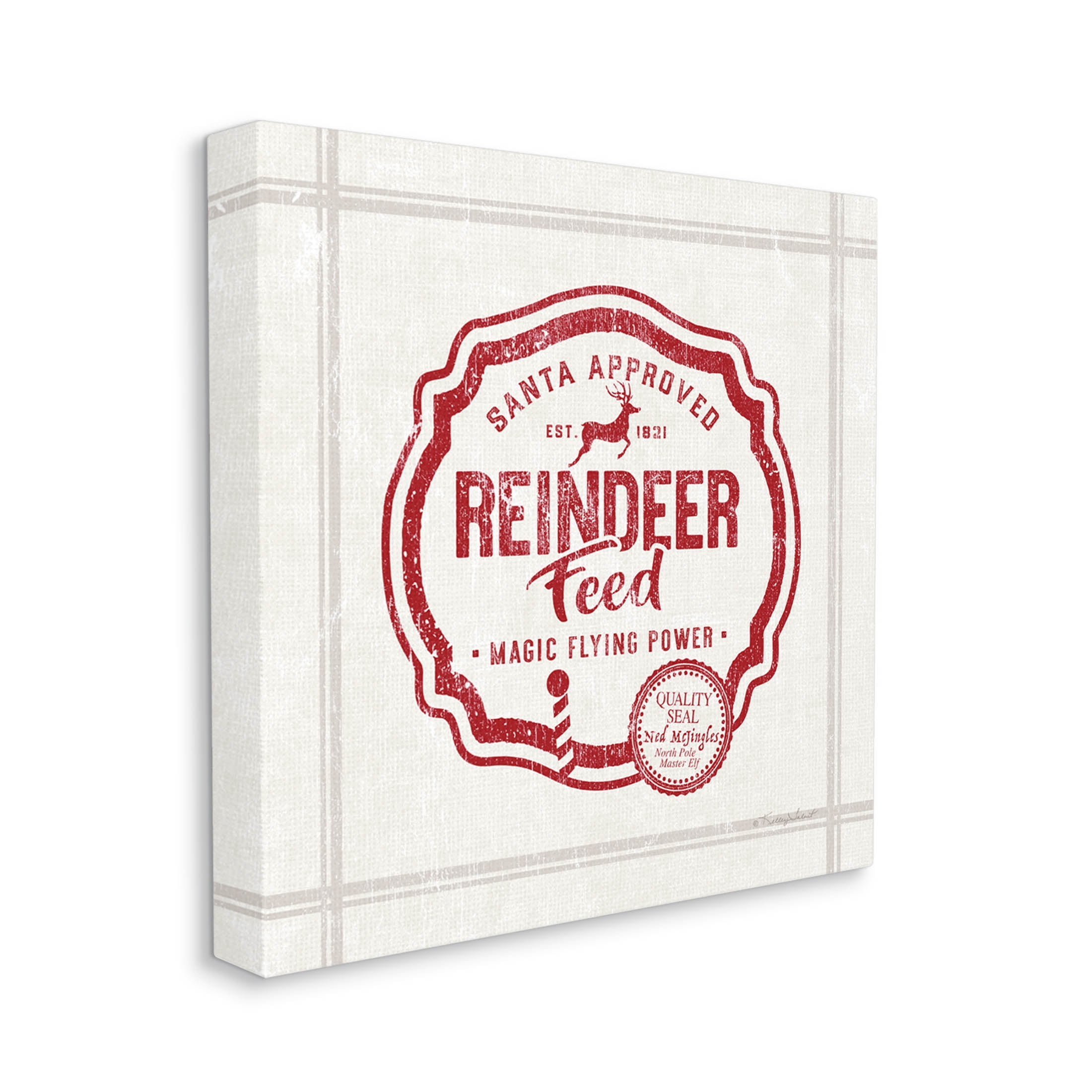 Vintage Christmas Reindeer Feed Holiday Graphic Art Gallery Wrapped Canvas Print Wall Art