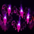 thumbnail image 1 of Cadena de luces de Halloween, 19,6 pies, 40 murciélagos morados, luces de decoración de Halloween, funciona con pilas (pilas no incluidas), 1 of 5