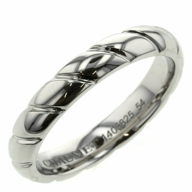 Authenticated Used Chaumet Ring Torsade Width about 3.5mm 95903 Platinum PT950 No. 14 Men's