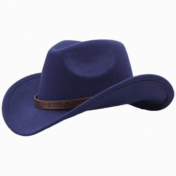 dmqupv Kids Cowboy Hats Western Cowboy Hat Ethnic Hat for Boys and Girls with Upturned Brim Navy,3-8 Years