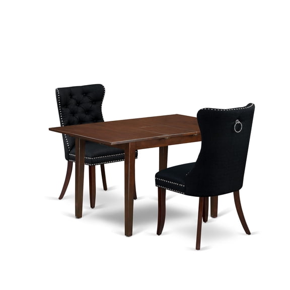 East West Furniture 3 Piece Kitchen Set Consists of a Rectangle Dining Table with Butterfly Leaf