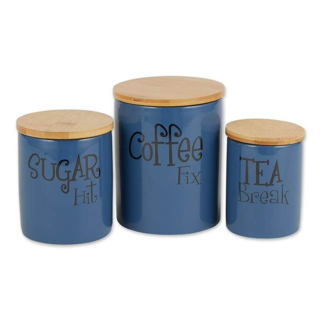 Design Imports DII Blue Coffee/Sugar/Tea Ceramic Canister (Set of 3)