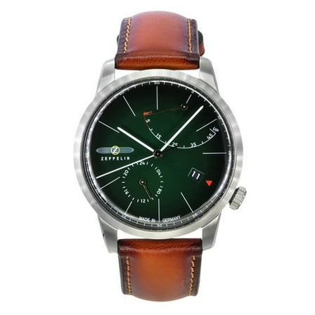 Zeppelin Flatline Brown Leather Strap Dark Green Dial Automatic 83664 Men's Watch