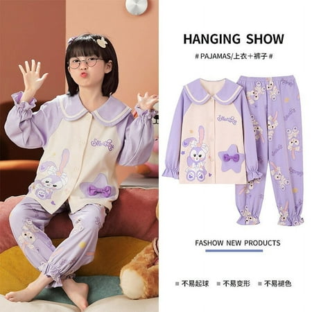 

Sanrios Hellokittys Printed Children Adults Cotton Pajama Set Kawaii Long Sleeved Pants Home Clothing Cute Parent-child Clothing