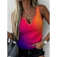 thumbnail image 1 of New Gradient Notched Neck Casual Tank T Shirt Elegant Hot Crop Top, 1 of 3