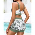 thumbnail image 2 of Traje de baño rash guard de 3 piezas Daci, verde con palmeras, talla M, 2 of 6