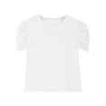 thumbnail image 4 of ZACPNCV Girls Shirts Mesh Puff Short Sleeves Blouse Crewneck Cute Print Summer Kids Tee Tops White 7-8 Years, 4 of 9