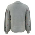 thumbnail image 4 of Baqcunre Women's Sweaters Women's Round Neck Colorful Knit Pullover Sweater Crewneck Sweatshirts Fall Outfits Women Trendy Grey XL, 4 of 6