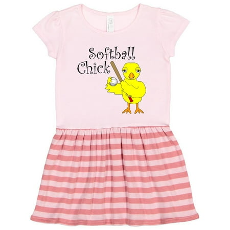 

Inktastic Softball Chick Text Gift Toddler Girl Dress