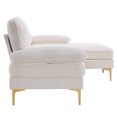 thumbnail image 7 of 84"L-Shape Sectional Couch with Chaise, Chenille Sectional Sofa with Removable Cushions and Gold-Plated Feet, Upholstered Deep Seat Sofa for Living Room, Apartment, Office, Beige, 7 of 7