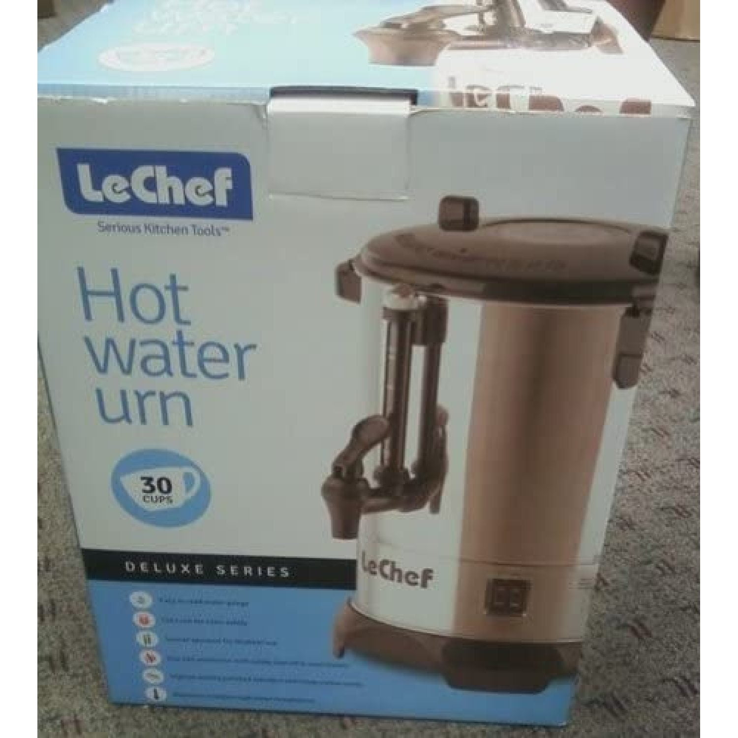 LE'CHEF ELECTRIC HOT WATER URN 30 CUP MODEL# LUR30 – Royaluxkitchen