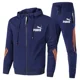 thumbnail image 3 of LONG Chándal ASFashion para hombre, conjunto de otoño con cremallera, chaqueta y pantalón de chándal a rayas para correr, fitness, baloncesto y trotar, 2 piezas, 3 of 5