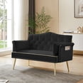 thumbnail image 3 of YWEN 55-Inch Modern Velvet Loveseat Sofa with Gold Metal Legs & Side Pockets, Tufted Backrest, Perfect for Living Room, Bedroom, or Office, 3 of 10