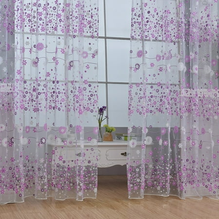 Mancro Embroidery Elegant Room Floral Pattern Voile Window Sheer