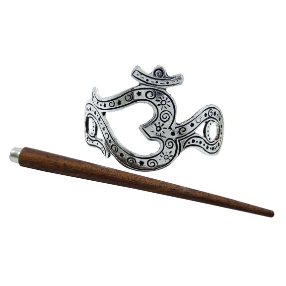 Banithani Charm Barrette Fashion Silvertone Pin Hand Carved Metallic Hair Accessory