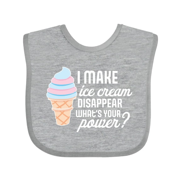 Inktastic I Make Ice Cream Disappear What's Your Power Boys or Girls Baby Bib