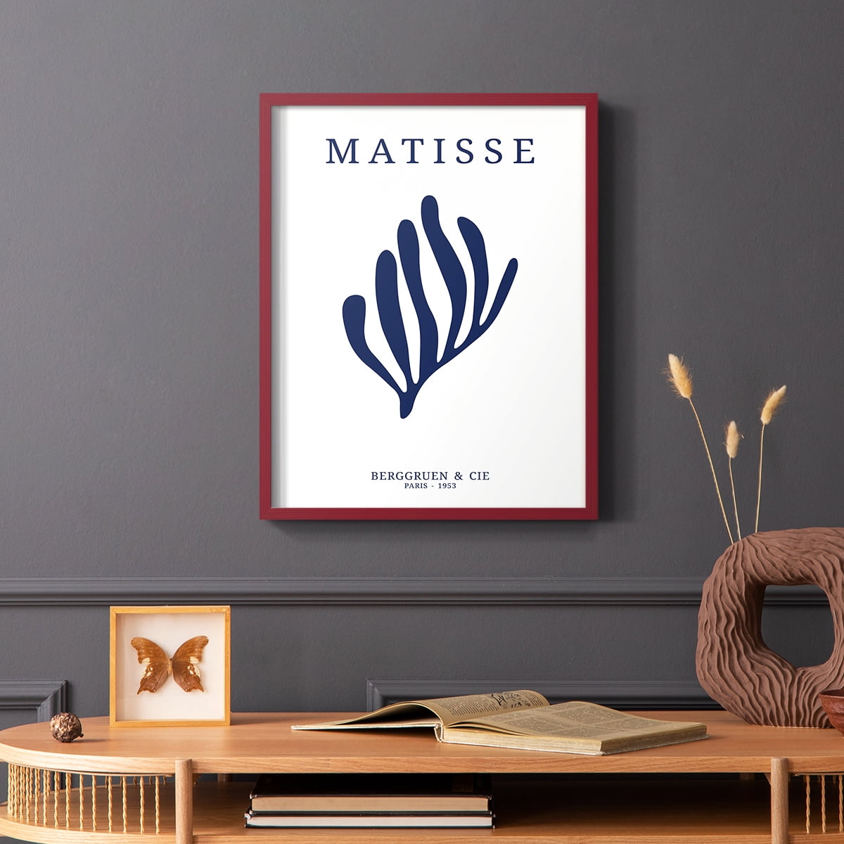 Matisse CDXIII in Red Solid Wood Framed Print No Nail Hanging
