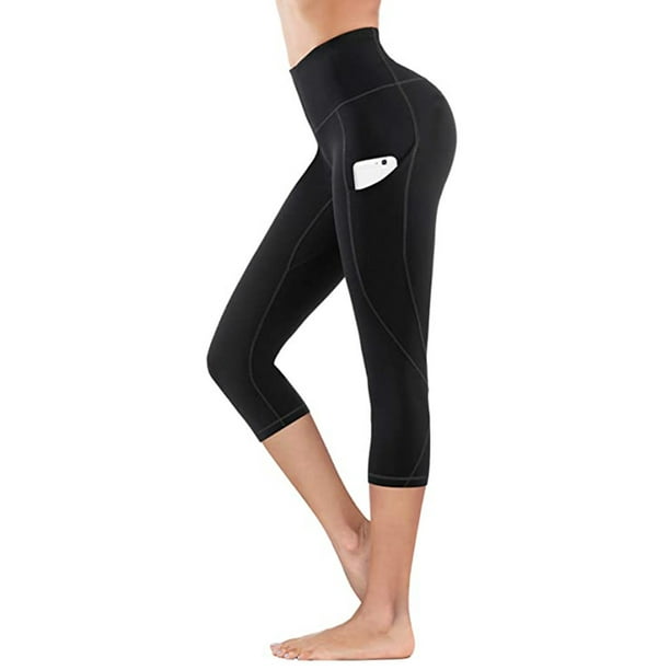 DPTALR Women's Quick Dry Solid Pocket Capris Yoga Pants 