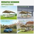 thumbnail image 7 of ECOLINEAR Carport 10x20 ft Heavy Duty Carport, Outdoor Potable Garage with 4 Adjustable Height 8.7 ft to 10.2 ft, Carport Canopy Anti UV All-Season Waterproof Tarp, Car Canopy for Trucks, Boats,Yello, 7 of 7