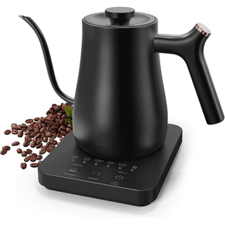 TIMEMORE Fish Smart Electric Coffee Kettle Gooseneck Pour Over Kettle for Coffee and Tea Variable Temperature Control, 0.6L/0.8L, Black (0.8L)