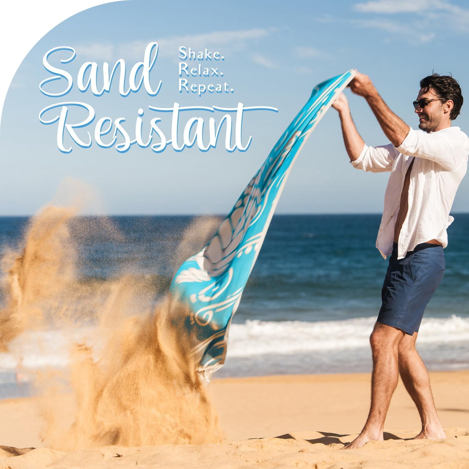 WEKAPO Turkish Beach Towel 39"x71" Oversized, 100% Cotton, Ultra Absorbent & Sand Resistant, Extra Large Beach Towel, Perfect for Beach, Bathroom, Pool, Travel (Turquoise Sea Turtle)