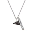 thumbnail image 1 of Delight Jewelry Acrylic 3/4" Black Cheer Megaphone Silvertone Family Bar Charm Necklace, 23", 1 of 4