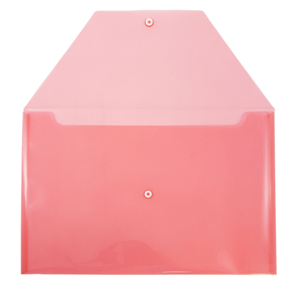 JAM Paper Plastic Snap Envelopes, 9.8x14.5, 12/Pack, Red