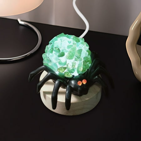 

Kafsov Natural Crystal Spider Lamp Halloween Hot Seller Unique Design Warm Lighting Premium Crystals Perfect for Desktop Bedside Study Green