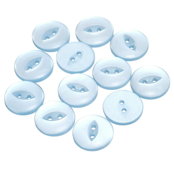 Uxcell 12pcs 32L Light Blue Round Sewing Buttons 20mm 4/5" Resin 2-Hole Fish Eye Craft Replacement Button for Craft Decoration Pants Dress Skirt Clothing Fastener Buttons