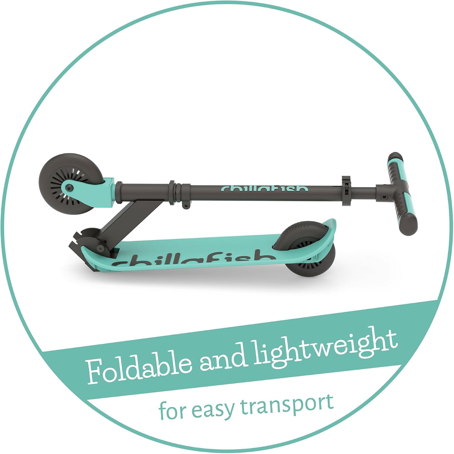 Chillafish Flexxi Mini GLOW Foldable Scooter for Kids Ages 5+ – Light-Up Wheels, Integrated Brake, Adjustable & Portable, Mint