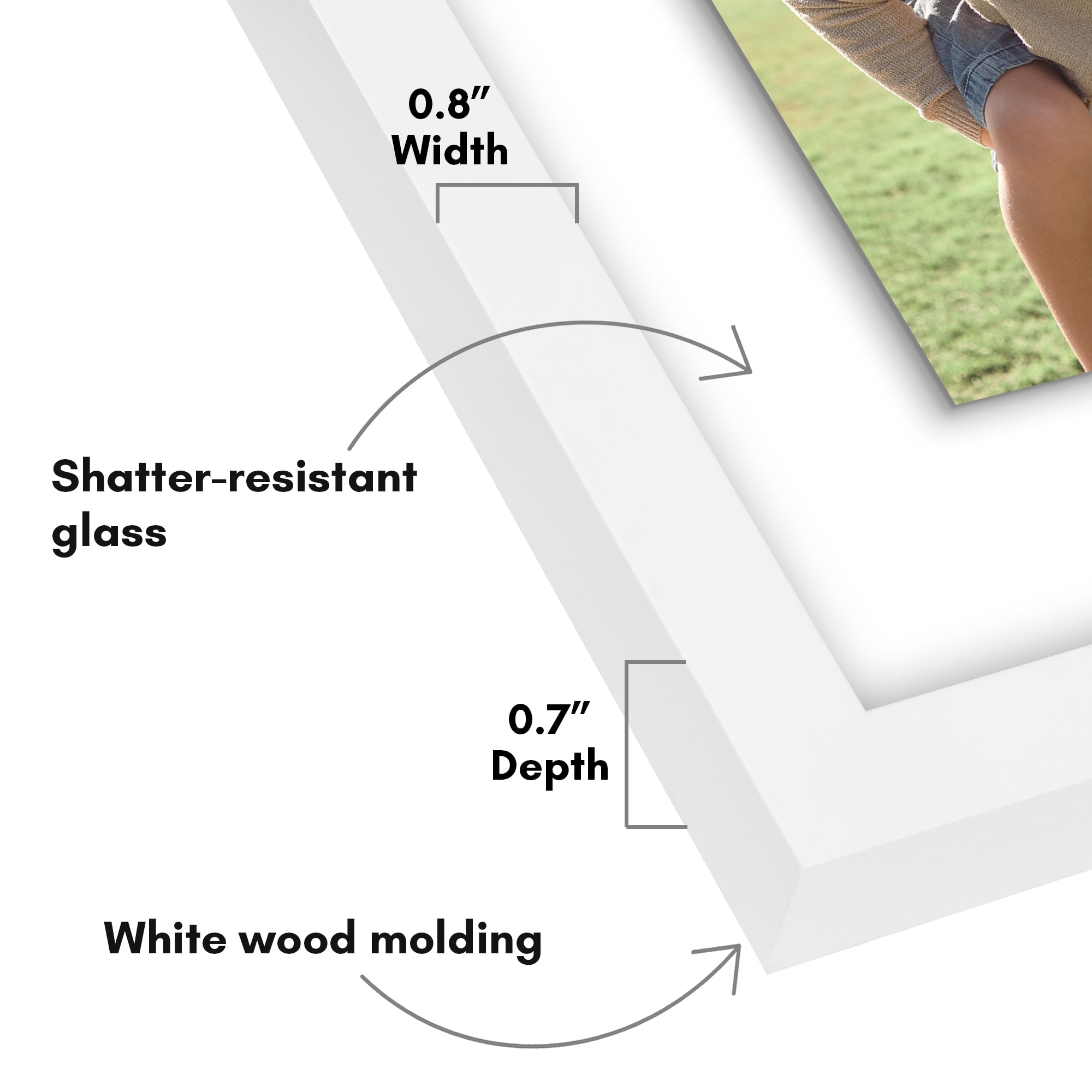 Americanflat 8.5x11 Picture Frame Floating Polished Crystal Clear Glass Display Photo Signature Float - White