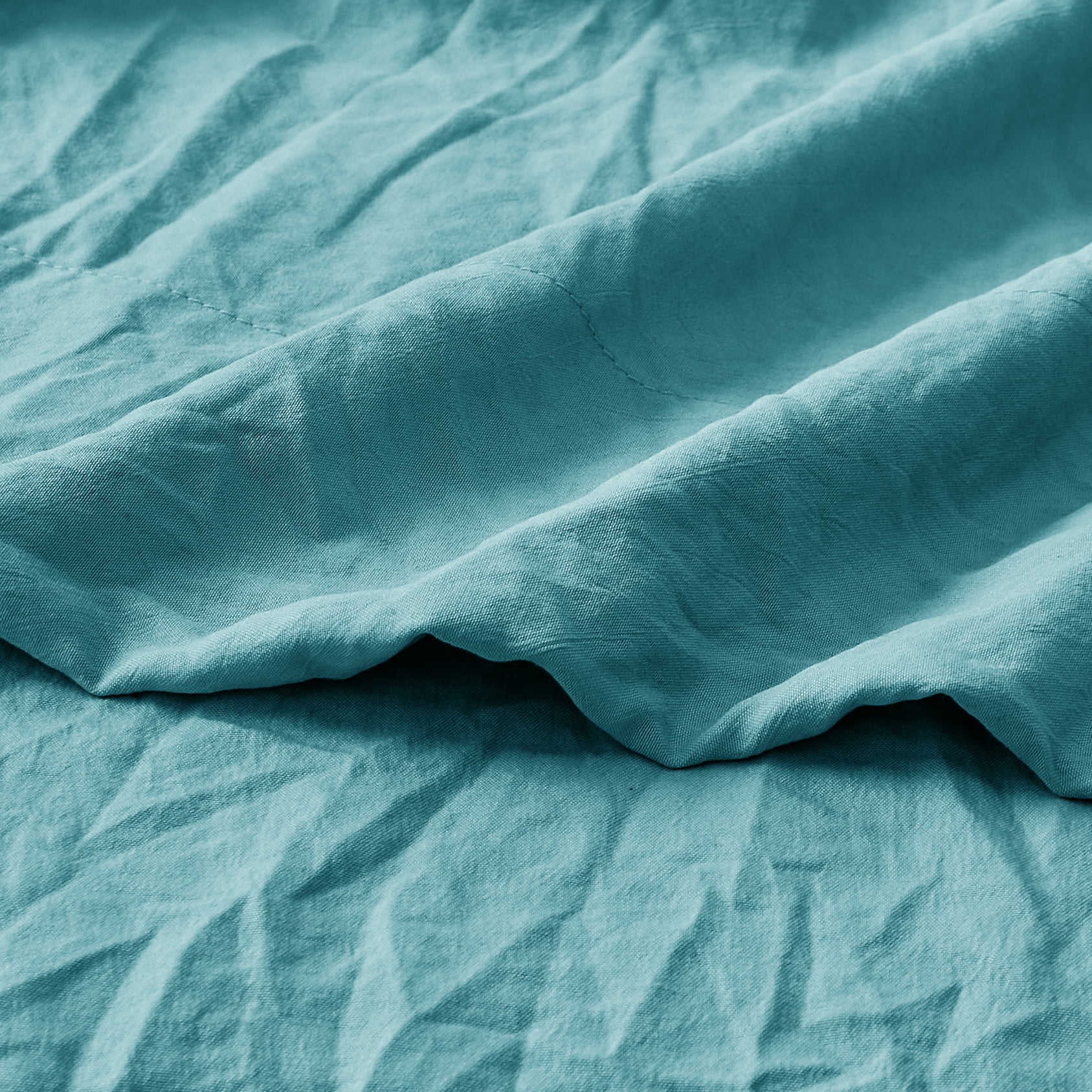Mainstays Washed Ultra Soft Microfiber Bed Sheet Set, Full, Cool Water, 4 Piece