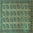 thumbnail image 1 of Ahgly Company Indoor Square Southwestern Turquoise Blue Country Area Rugs, 3' Square, 1 of 4