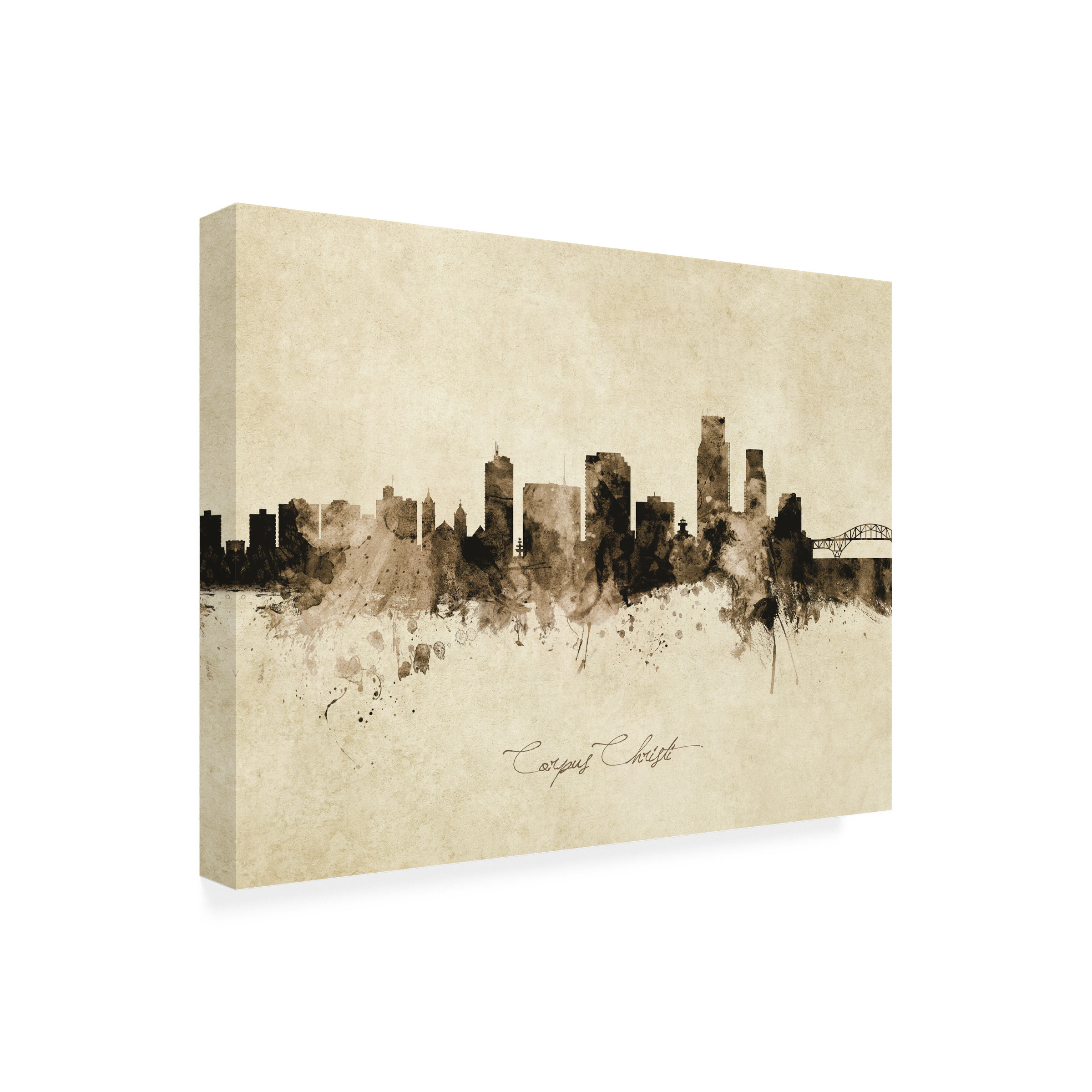 Michael Tompsett 'Corpus Christi Texas Skyline Vintage' Canvas Art