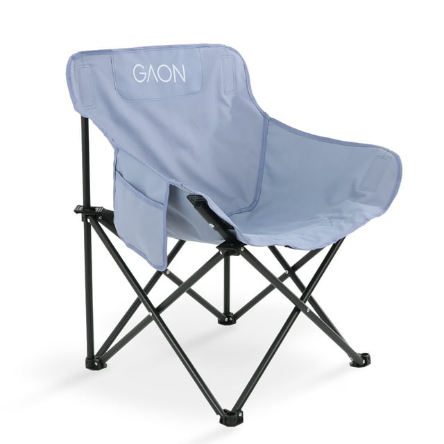 Silla Plegable para Camping Pesca Playa y Exteriores de Lona Impermebale Ligera Silla para Exterior Ergonomica con Estructura de Acero y Funda Transportadora (Azul Grisaceo)