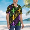 thumbnail image 2 of Lsque Mardi Gras1 pattern Hawaiian Shirt for Men, Unisex Summer Beach Casual Short Sleeve Button Down Shirts-3X-Large, 2 of 9