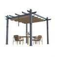 thumbnail image 2 of Pergola Moderne en Aluminium avec Auvent Rétractable Imperméable – Pavillon de Terrasse Extérieur, Abri Pare-Soleil Robuste, Résistant aux Intempéries, pour Jardin, Cour Arrière, Terrasse – Colonne Grise, Rideau Kaki, 10x10 Pi, 2 of 6